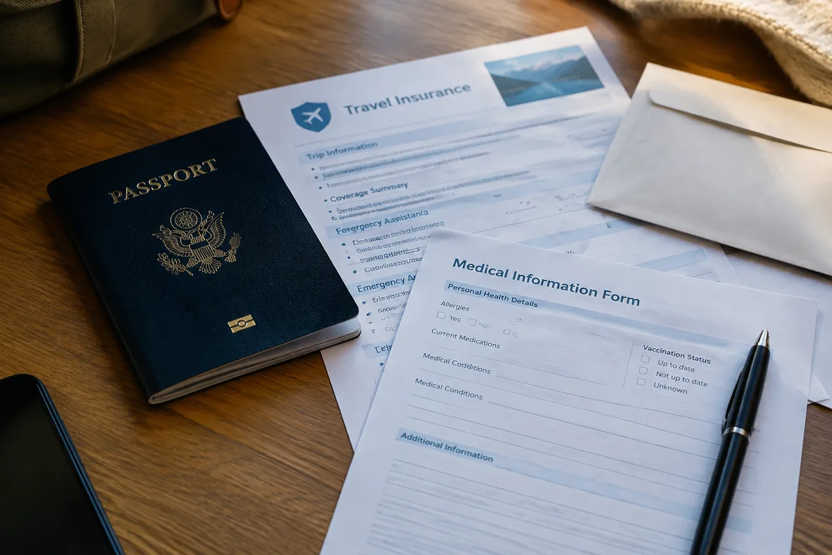 Documents de voyage et formulaire pour déclarer une maladie préexistante en assurance voyage